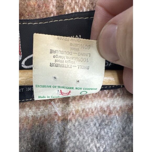 Vintage Subzero Wool Parka Real Fur Hood Thunderbird Appliqué Canada Women XL - Picture 8 of 9